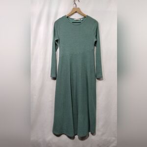 Soft Surroundings Ribbed Newbury A-line Knit Dress Women's PS Green Retro